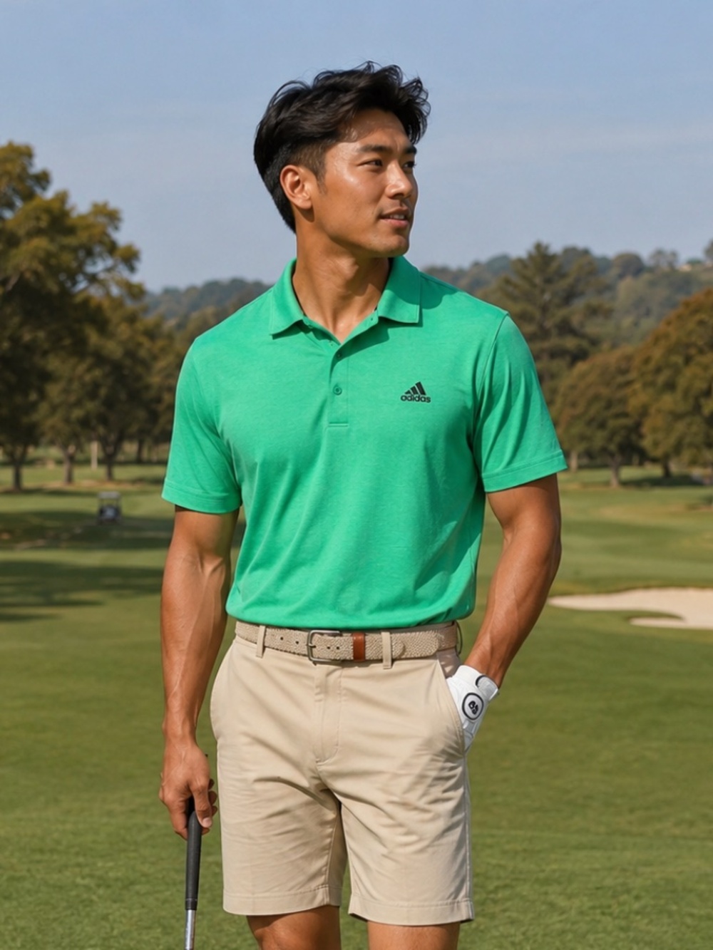 Adidas Men's Green Heather Golf Polo Size XXL Short Sleeve Athletic Shirt